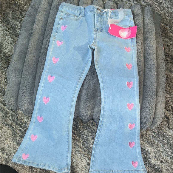 Stylish Kids Jeans with Pink Heart Details - Picture 1 of 2